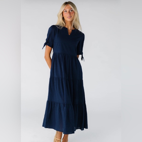Brass & Roe Dresses & Skirts - Navy Tiered Midi Dress - Classic Women's Midi Dress